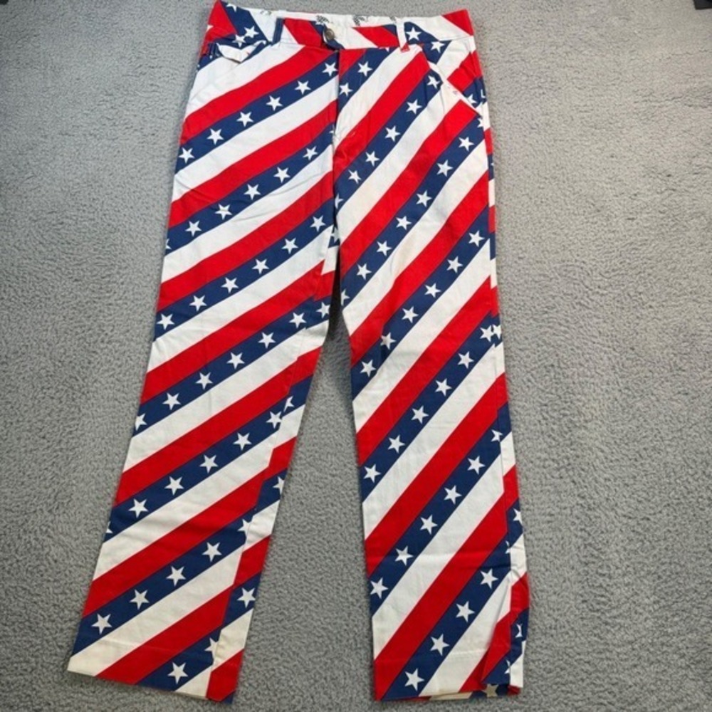 Royal & Awesome Mens Stars and Stripes Patriotic Golf Pants Red White Blue 32x28